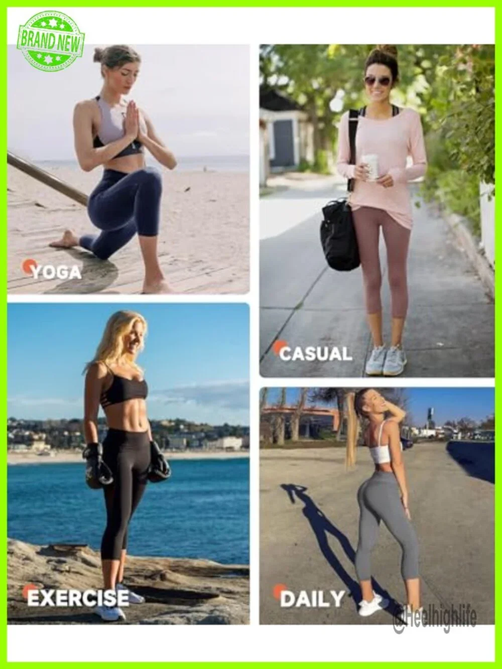 High Waisted Capri Leggings 3 Pack Buttery Soft Women's